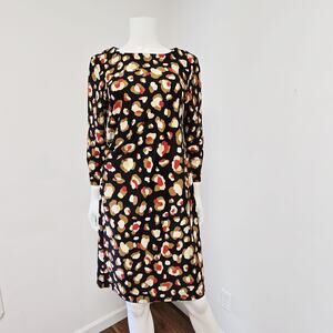 Jude Connally Dress Medium Animal Print Ruched Stretch 3/4 Sleeve Jude Cloth